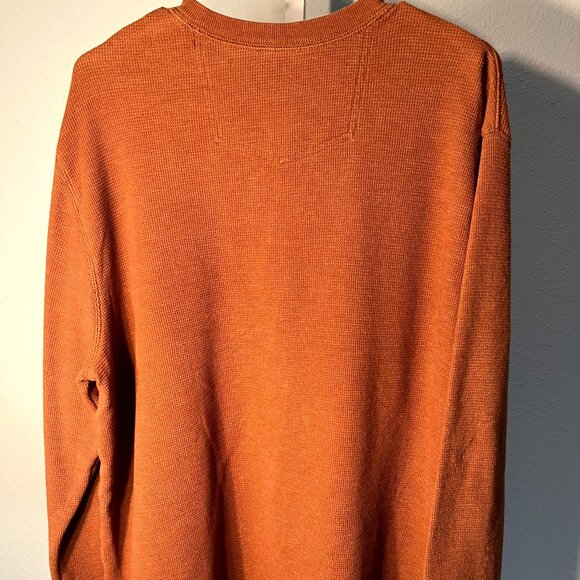 Eddie Bauer Orange Waffle-Knit Thermal Men's Long-Sleeve Henley T-Shirt SZ 2XL - Picture 6 of 6
